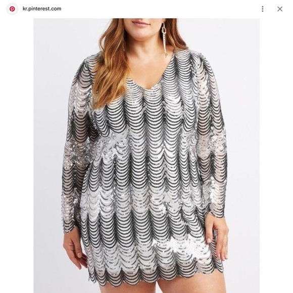 Charlotte Russe Silver and Black Scalloped Sequin Dress - Picture 1 of 3